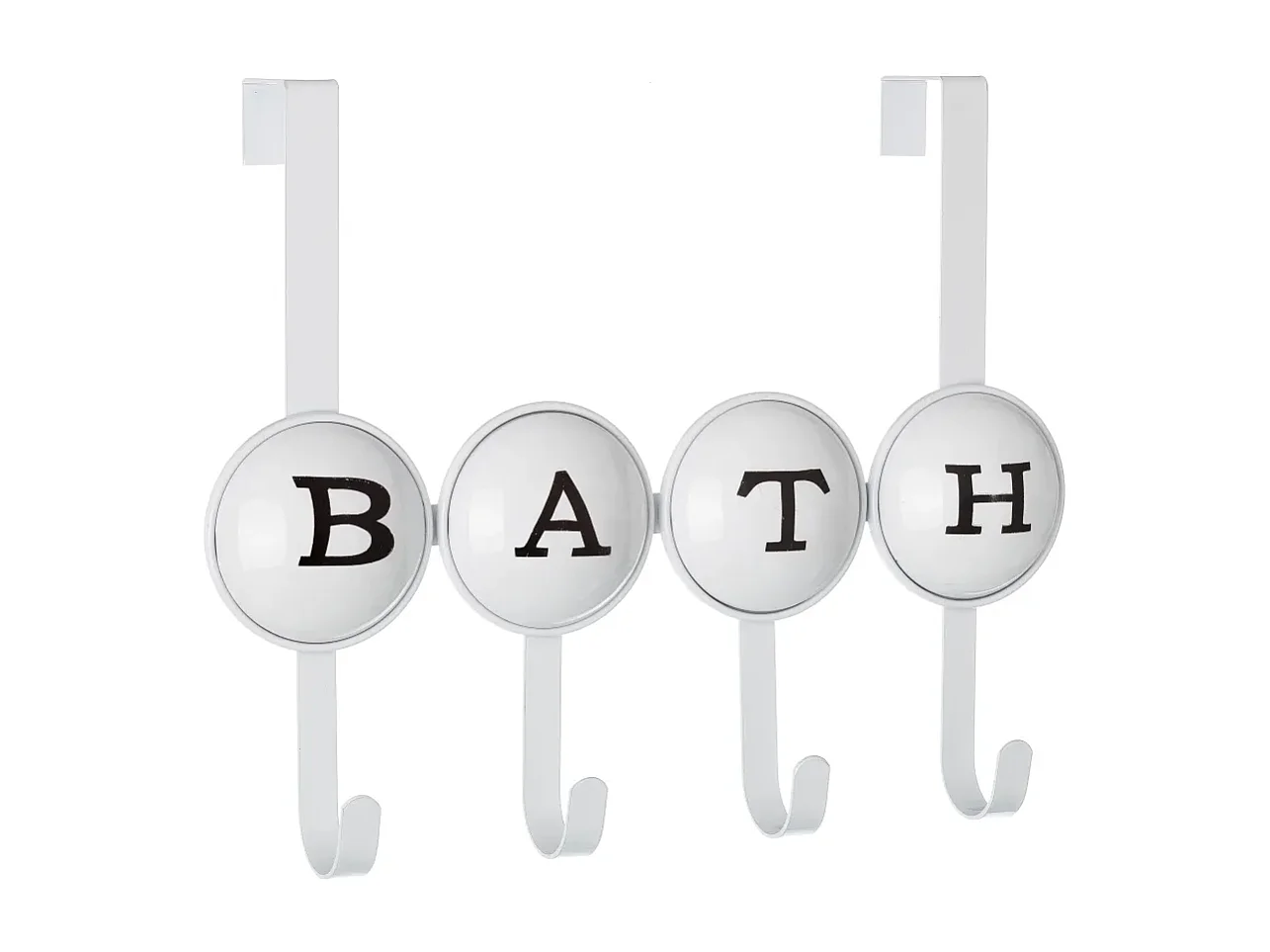 Lot de 4 crochet à suspendre, porte manteau mural, patères porte manteaux en métal coloris blanc - Longueur 35 x Profondeur 9.5 x Hauteur 28.5 cm