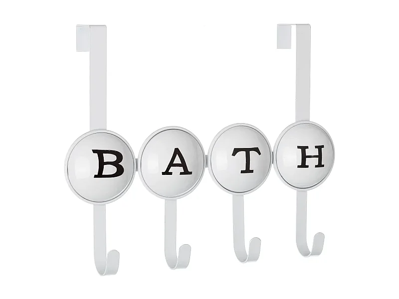 Lot de 4 crochet à suspendre, porte manteau mural, patères porte manteaux en métal coloris blanc - Longueur 35 x Profondeur 9.5 x Hauteur 28.5 cm