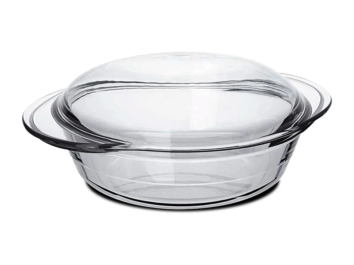 Cocotte ronde avec couvercle, casserole avec poignées en verre, capacité 0.7 L - Longueur 19.5 x Profondeur 15.9 x Hauteur 6.5 cm