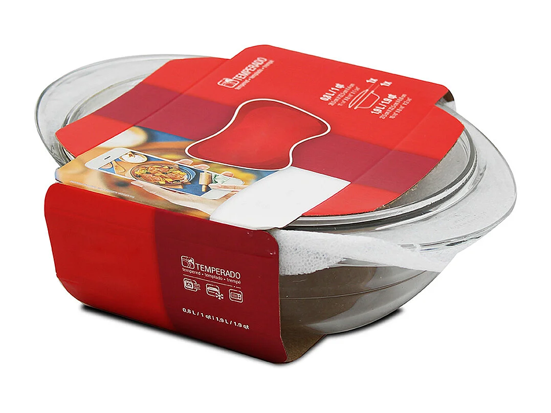 Cocotte ronde avec couvercle, casserole avec poignées en verre, capacité 1.9 L - Longueur 27.2 x Profondeur 22.5 x Hauteur 6.9 cm