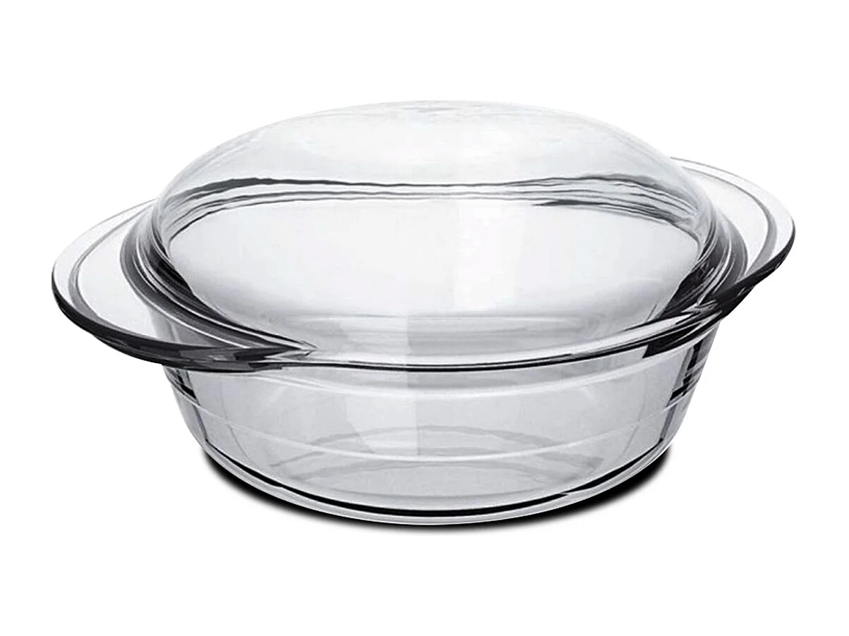 Cocotte ronde avec couvercle, casserole avec poignées en verre, capacité 2.3 L - Longueur 26 x Profondeur 20.2 x Hauteur 10.9 cm