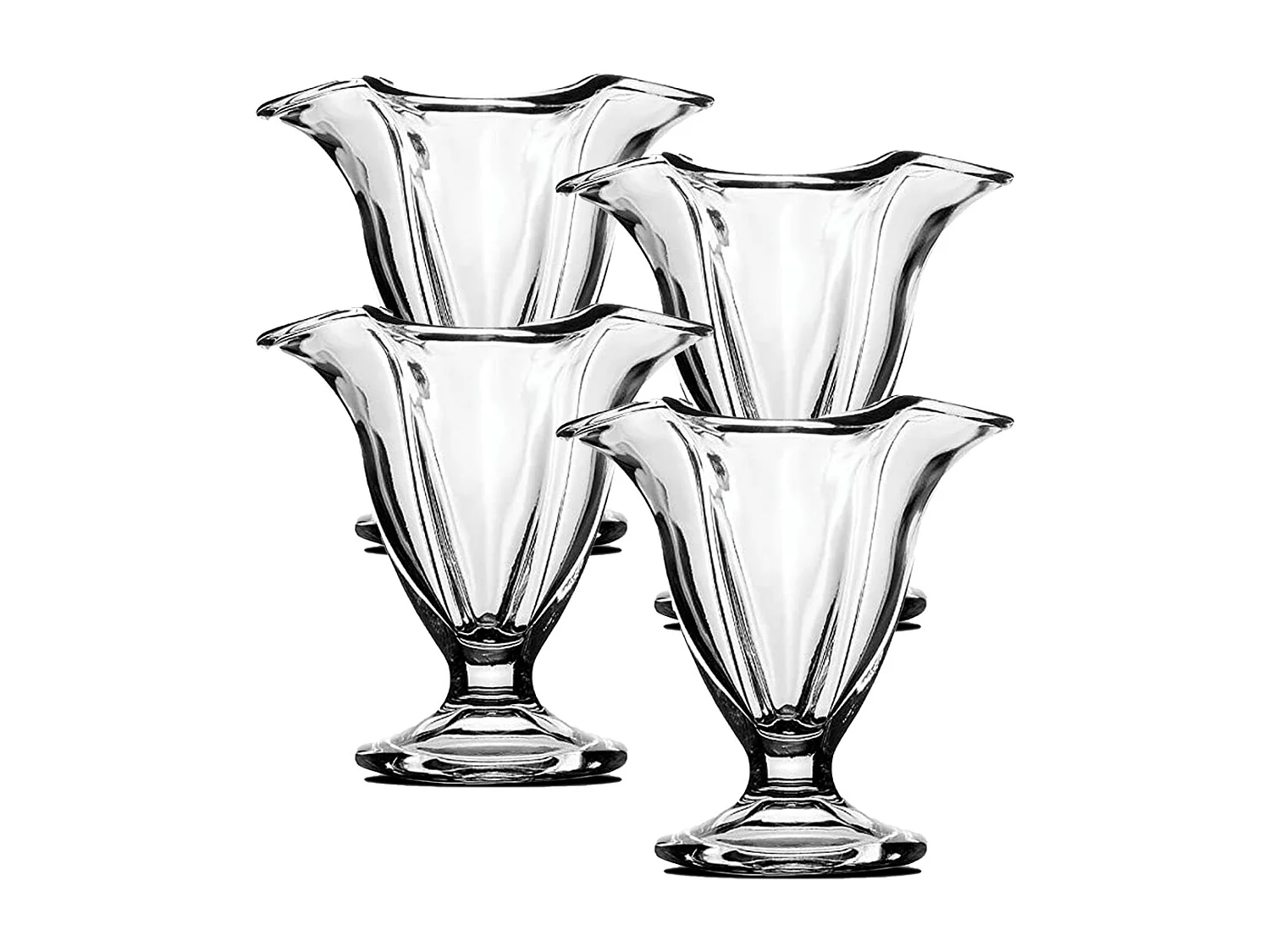 Lot de 4 coupe à glace avec pied, verre à dessert fruit, gobelets dégustation en verre - Diamètre 11.6 x Hauteur 11.8 cm