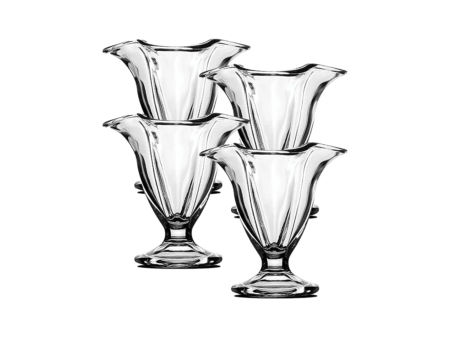 Lot de 4 coupe à glace avec pied, verre à dessert fruit, gobelets dégustation en verre - Diamètre 11.6 x Hauteur 11.8 cm