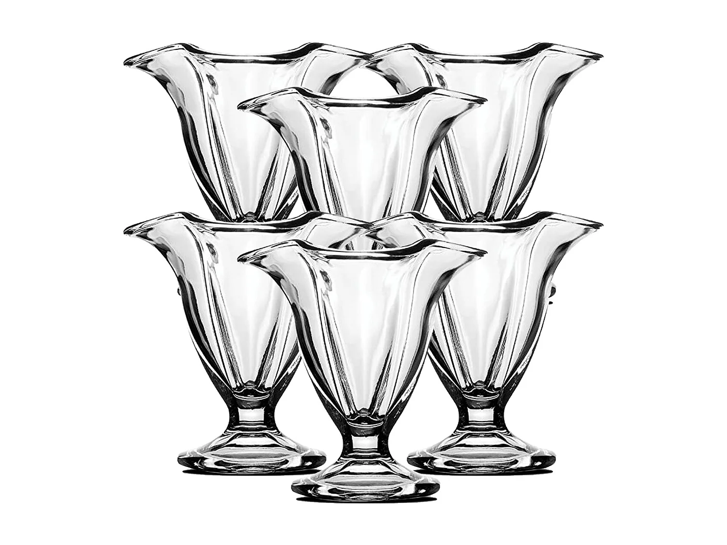 Lot de 6 coupe à glace avec pied, verre à dessert fruit, gobelets dégustation en verre - Diamètre 11.6 x Hauteur 11.8 cm