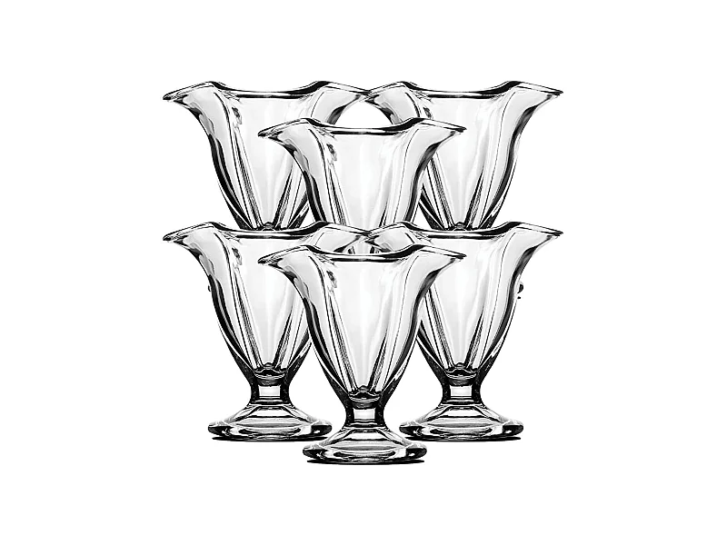 Lot de 8 coupe à glace avec pied, verre à dessert fruit, gobelets dégustation en verre - Diamètre 11.6 x Hauteur 11.8 cm