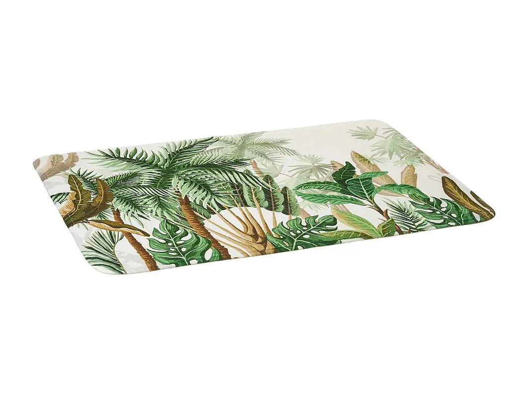 Lot de 2 tapis de bain antidérapant, tapis salle de bain en microfibre avec motif de feuille verte - Longueur 70 x Profondeur 45 cm