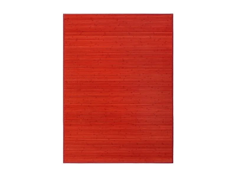 Tapis de sol antidérapant, moquette à rayures en bambou coloris rouge - Longueur 200 x Profondeur 140 cm