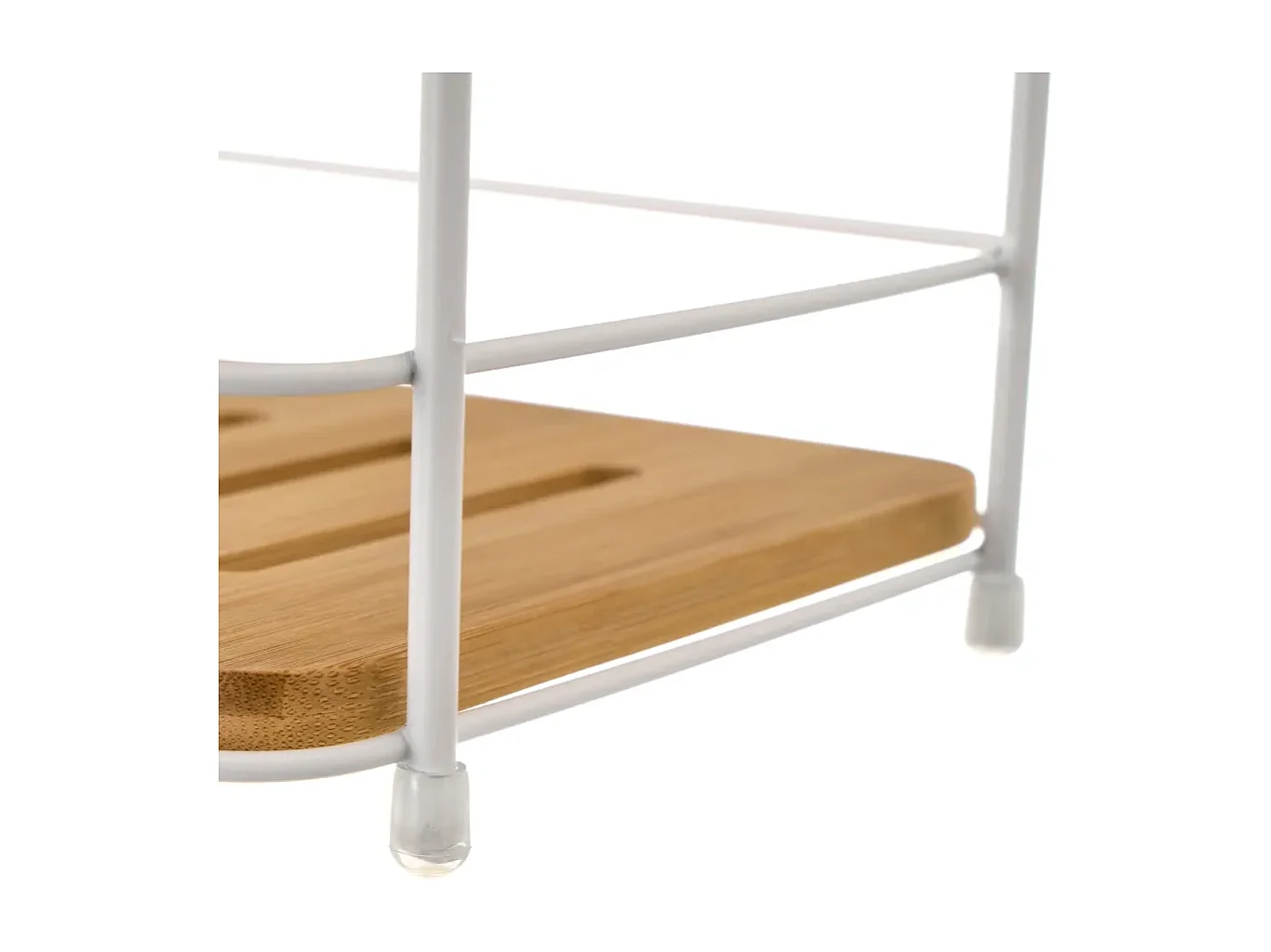 Étagère de rangement en métal/bambou coloris naturel/blanc - Longueur 17 x Profondeur 16 x Hauteur 63 cm