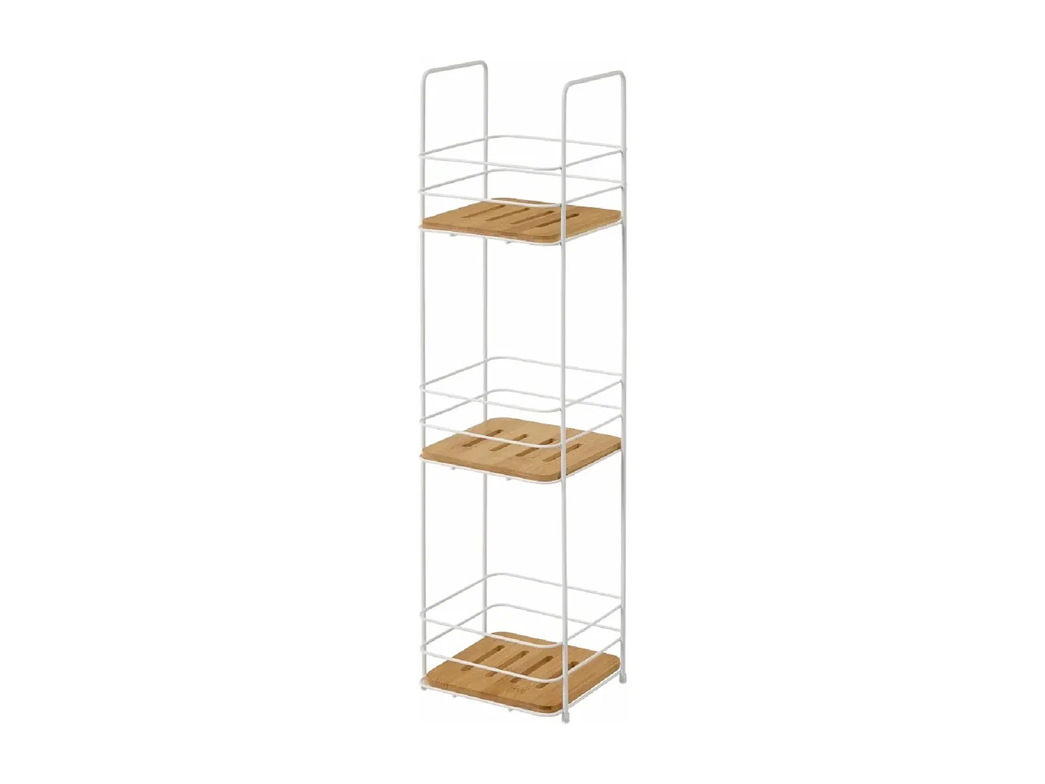 Étagère de rangement en métal/bambou coloris naturel/blanc - Longueur 17 x Profondeur 16 x Hauteur 63 cm