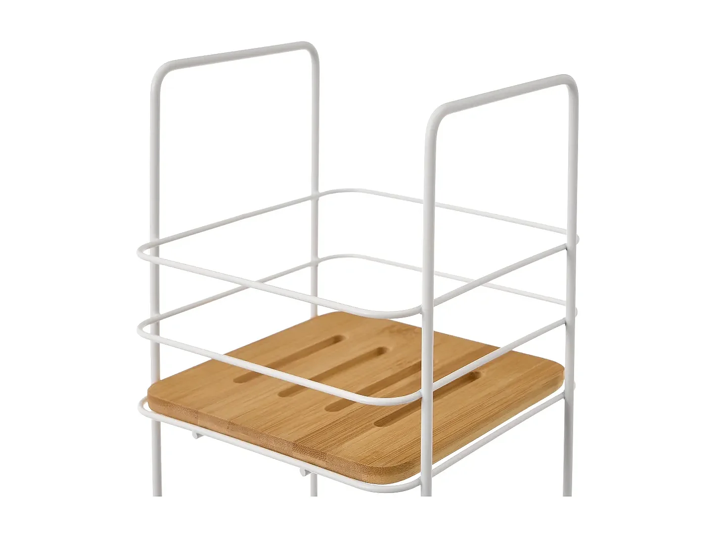 Étagère de rangement en métal/bambou coloris naturel/blanc - Longueur 17 x Profondeur 16 x Hauteur 63 cm