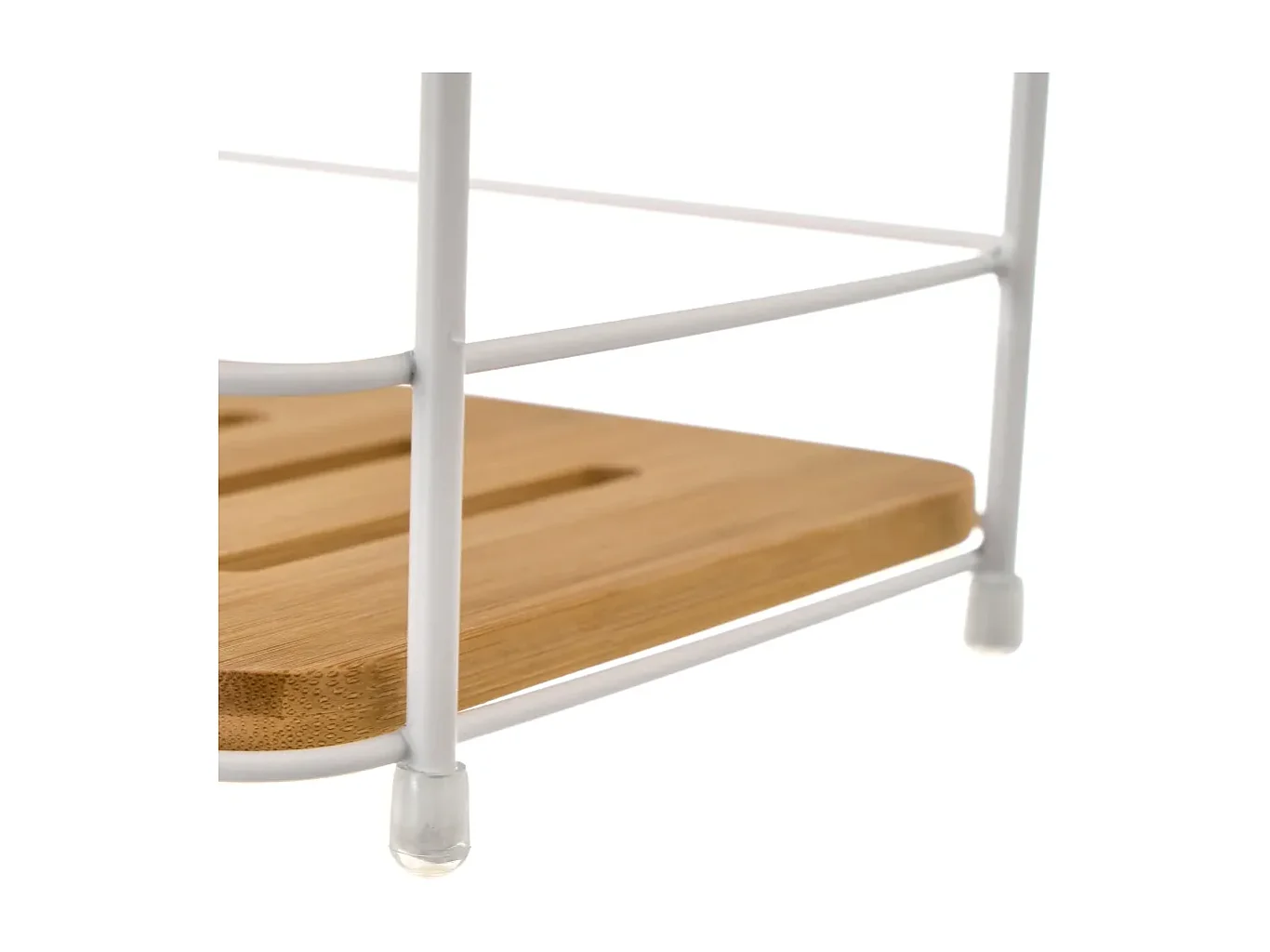 Étagère de rangement en métal/bambou coloris naturel/blanc - Longueur 17 x Profondeur 16 x Hauteur 63 cm