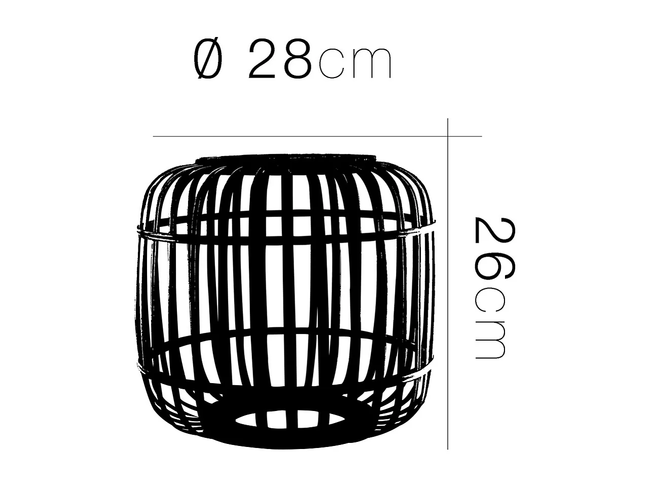 Lampe à suspension lustre plafond en bambou coloris naturel - Diamètre 28 x Hauteur 26 cm (1.5 m cable)