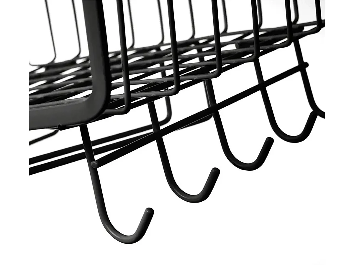 Panier suspendu pour ustensiles avec porte-rouleau coloris noir - Longueur 29 x Profondeur 24,50 x Hauteur 18,50 cm