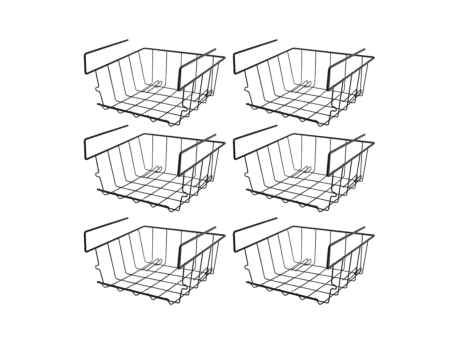 Lot de 12 panier suspendu, organisateur à suspendre, rangement placard cuisine, panier de rangement en métal noir - Longueur 22 x Profondeur 22 x Hauteur 13 cm
