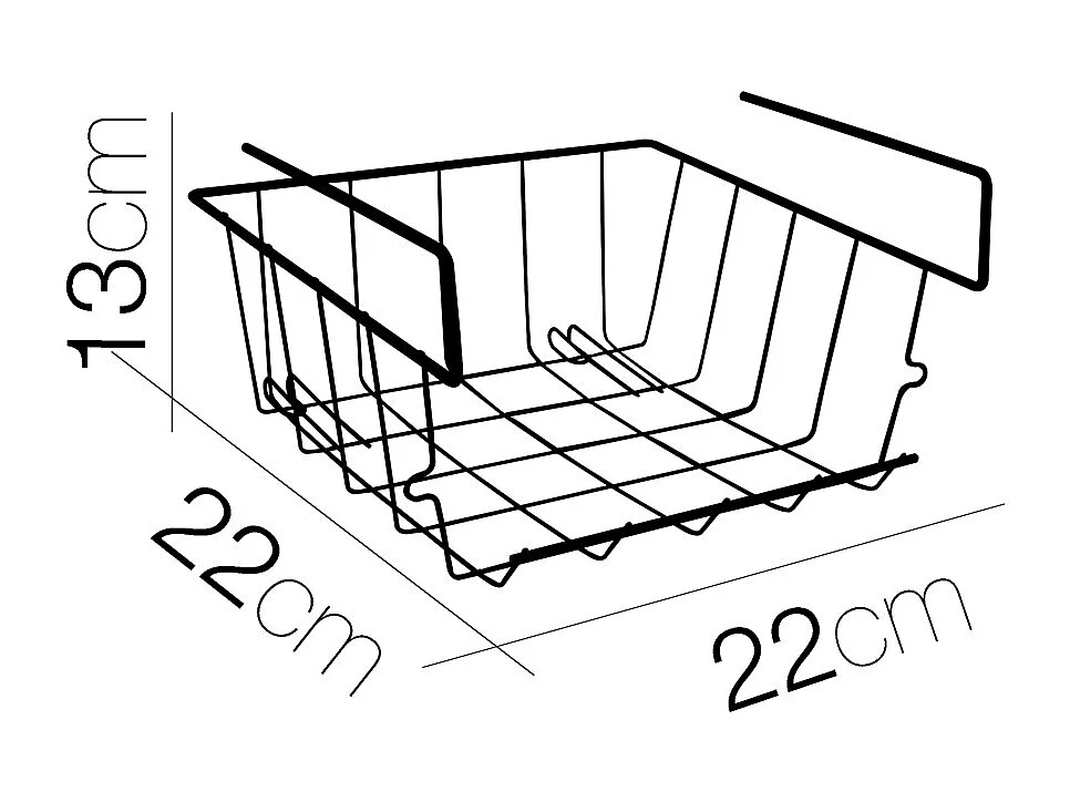 Lot de 12 panier suspendu, organisateur à suspendre, rangement placard cuisine, panier de rangement en métal noir - Longueur 22 x Profondeur 22 x Hauteur 13 cm
