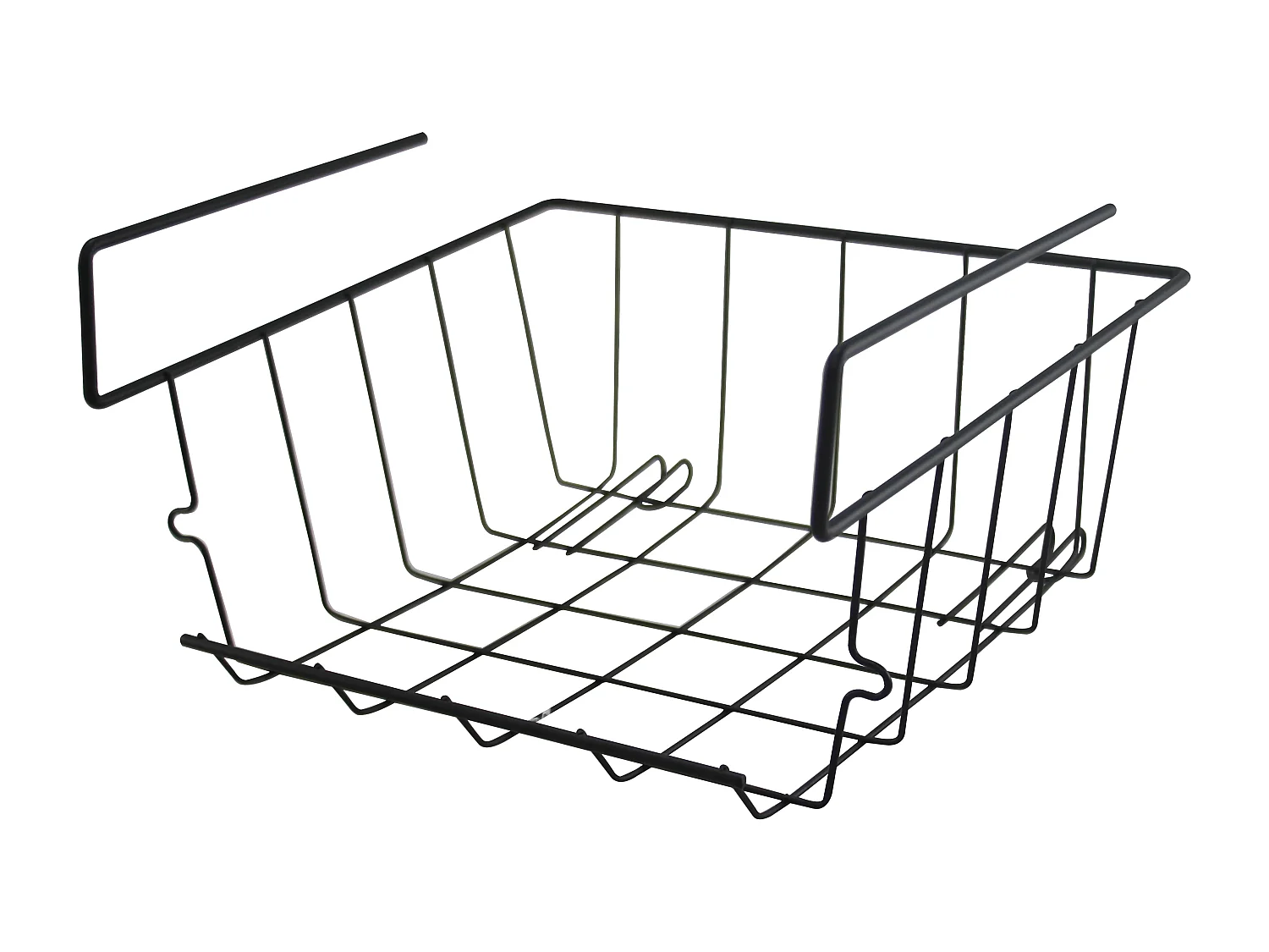 Lot de 6 panier suspendu, organisateur à suspendre, rangement placard cuisine, panier de rangement en métal noir - Longueur 22 x Profondeur 22 x Hauteur 13 cm