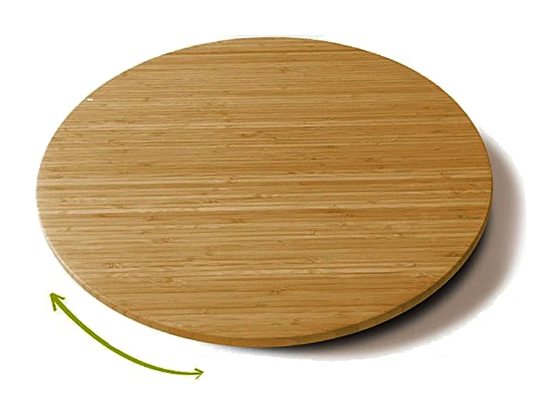 Plateau rond rotatif, plateau de service tournant, plat rond rotatif de table en bambou - Diamètre 35 x Hauteur 2.5 cm
