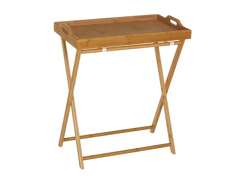 Plateau de service avec pieds en bambou coloris naturel - Longueur 35 x Profondeur 55 x Hauteur 61,50 cm