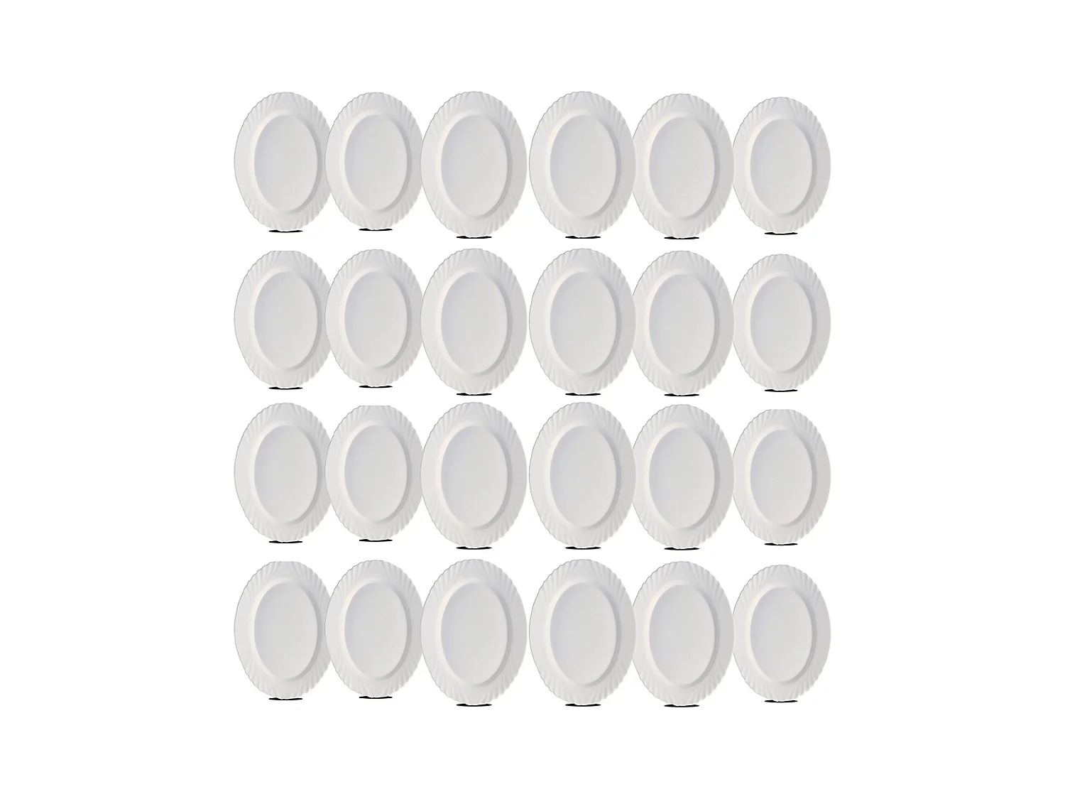 Lot de 24 plat oval, assiette de service coloris blanc en verre - Longueur 22 x Profondeur 15 cm