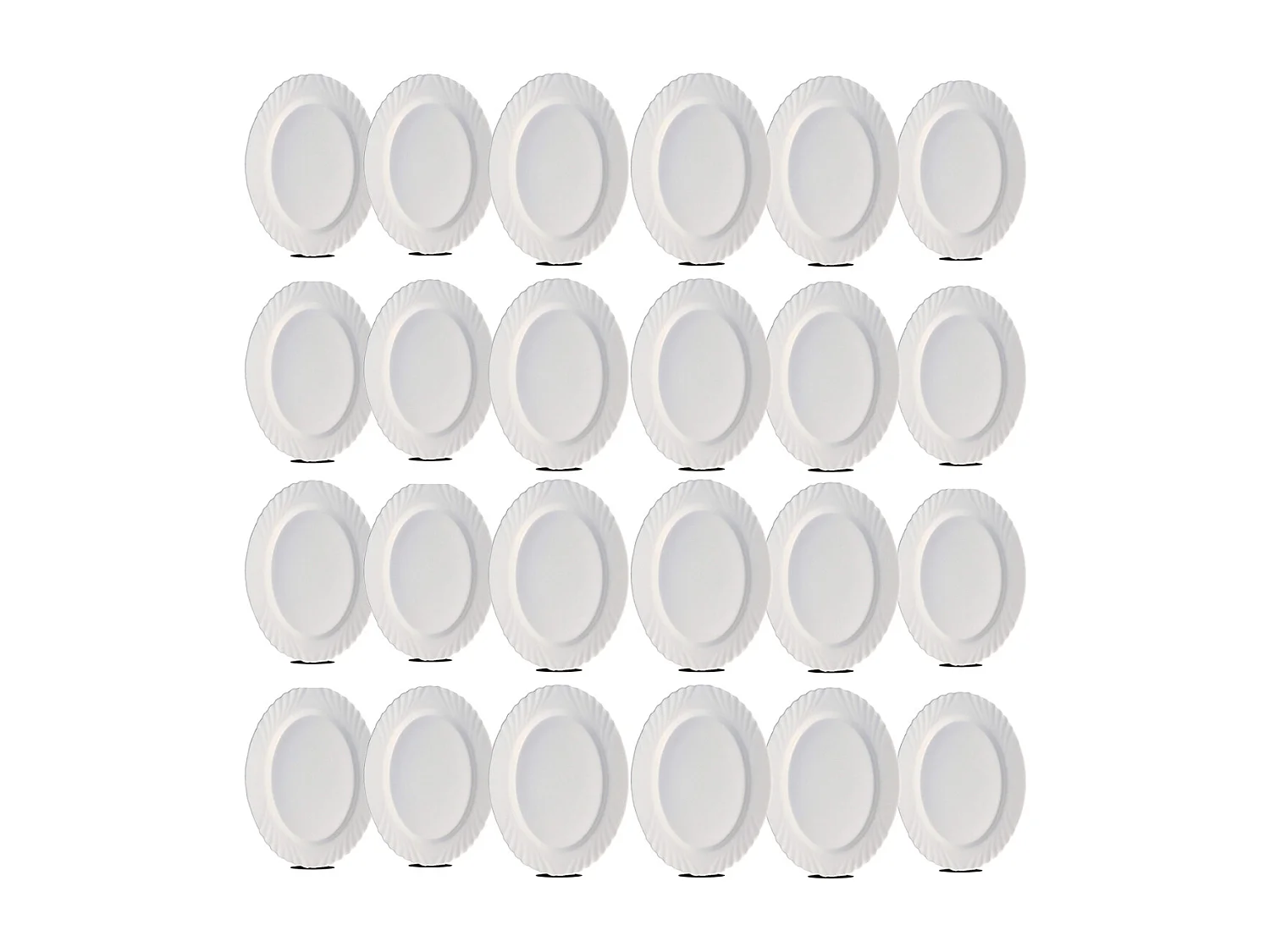 Lot de 24 plat oval, assiette de service coloris blanc en verre - Longueur 22 x Profondeur 15 cm