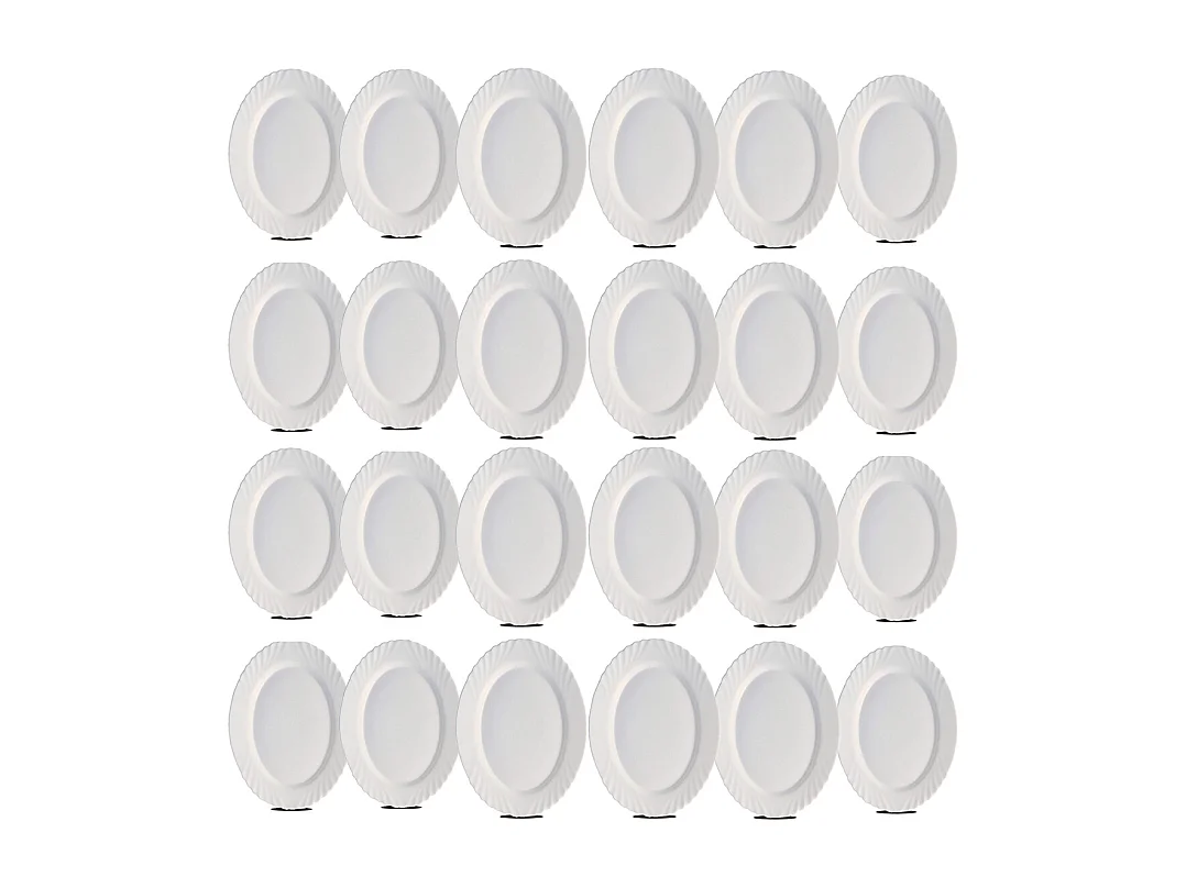 Lot de 24 plat oval, assiette de service coloris blanc en verre - Longueur 22 x Profondeur 15 cm