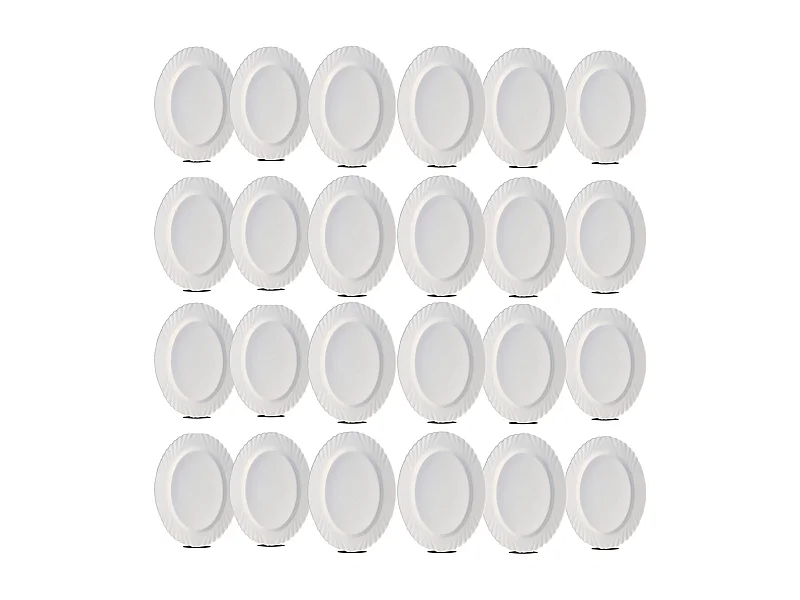 Lot de 24 plat oval, assiette de service coloris blanc en verre - Longueur 22 x Profondeur 15 cm
