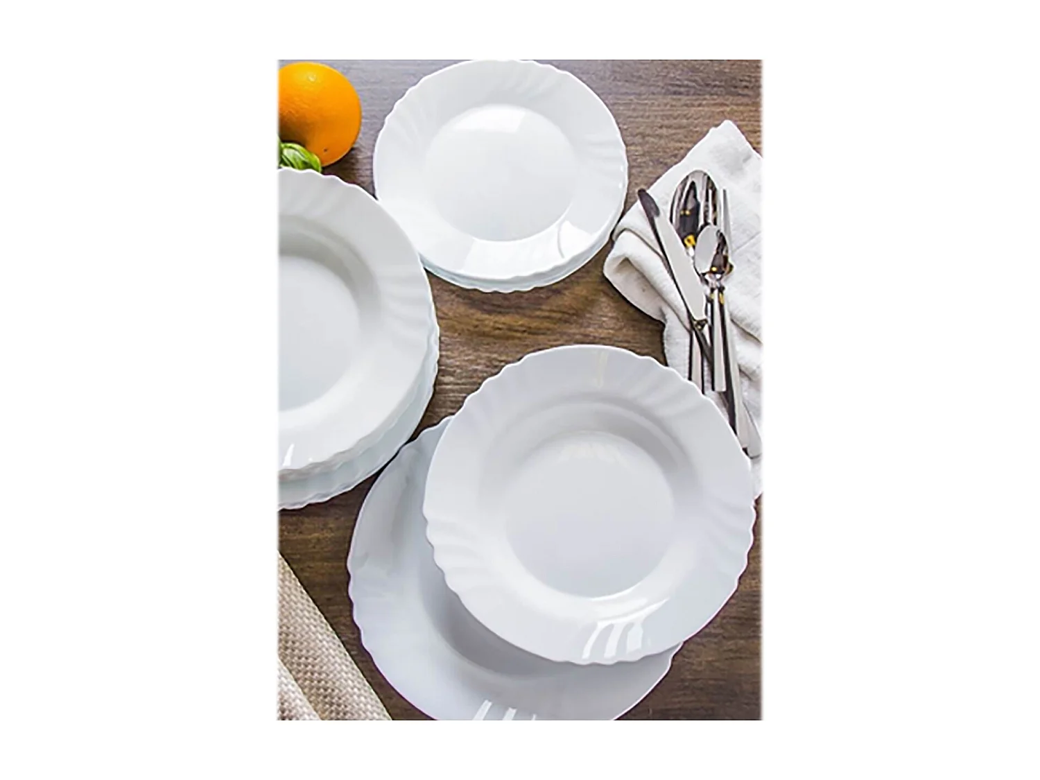 Set de table, service de 72 assiette plate ronde en verre - Diamètre 24 cm