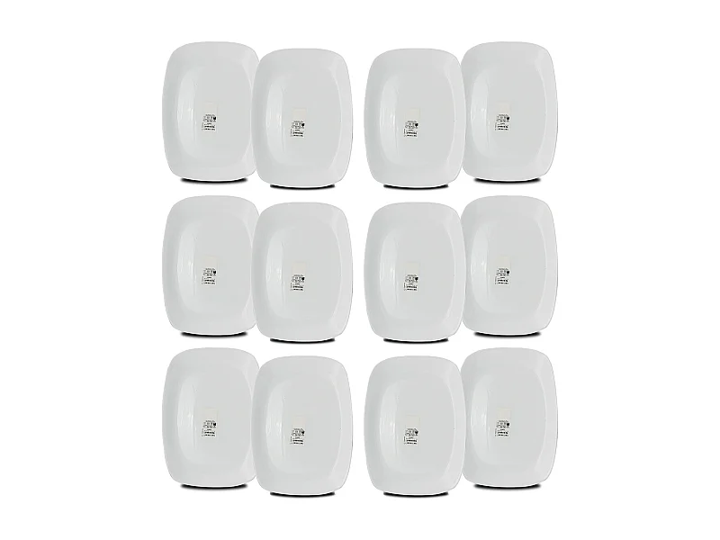 Set de table, service de 12 assiettes, plat de service rectangulaire en verre - Longueur 28 x Profondeur 20 cm