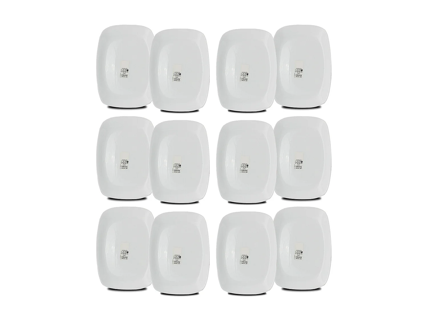 Set de table, service de 12 assiettes, plat de service rectangulaire en verre - Longueur 28 x Profondeur 20 cm