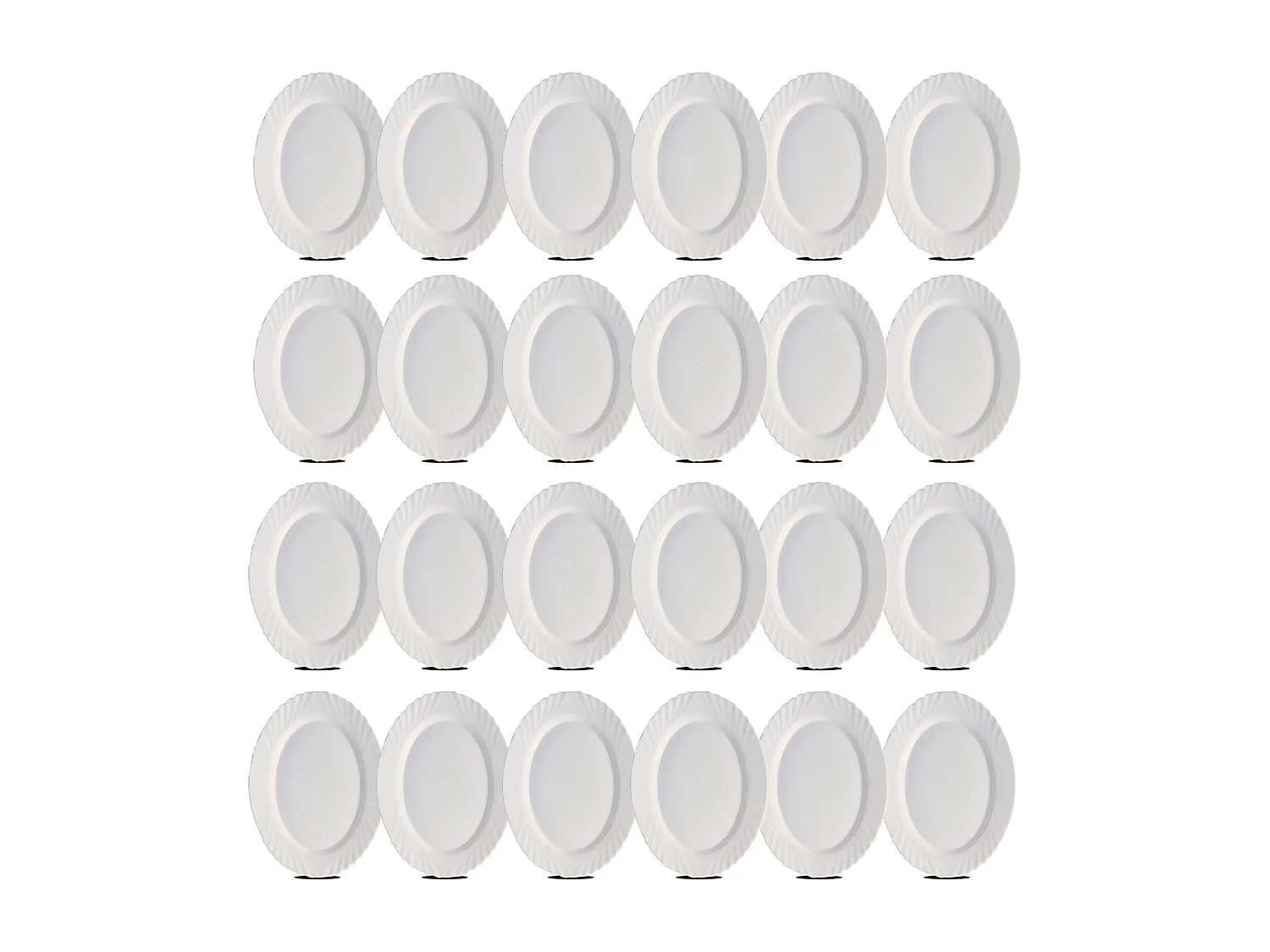 Lot de 24 plat oval, assiette de service coloris blanc en verre - Longueur 36 x Profondeur 34 x Hauteur 2 cm