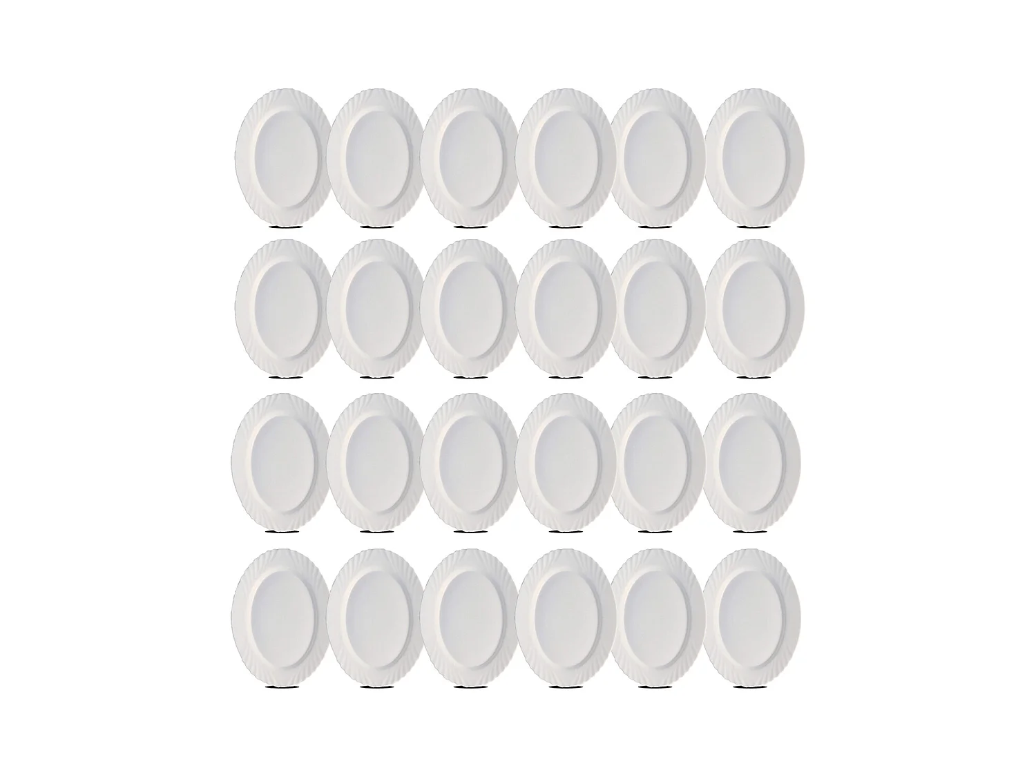 Lot de 24 plat oval, assiette de service coloris blanc en verre - Longueur 36 x Profondeur 34 x Hauteur 2 cm