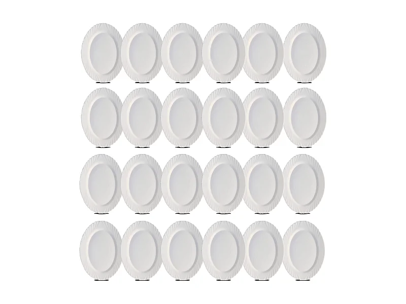 Lot de 24 plat oval, assiette de service coloris blanc en verre - Longueur 36 x Profondeur 34 x Hauteur 2 cm