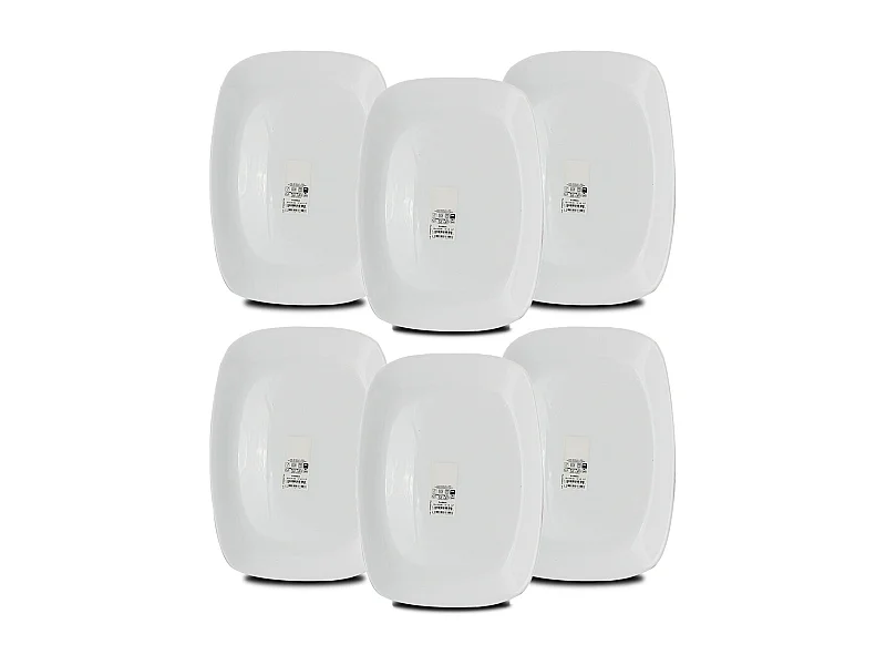 Set de table, service de 6 assiettes, plat de service rectangulaire en verre - Longueur 28 x Profondeur 20 cm