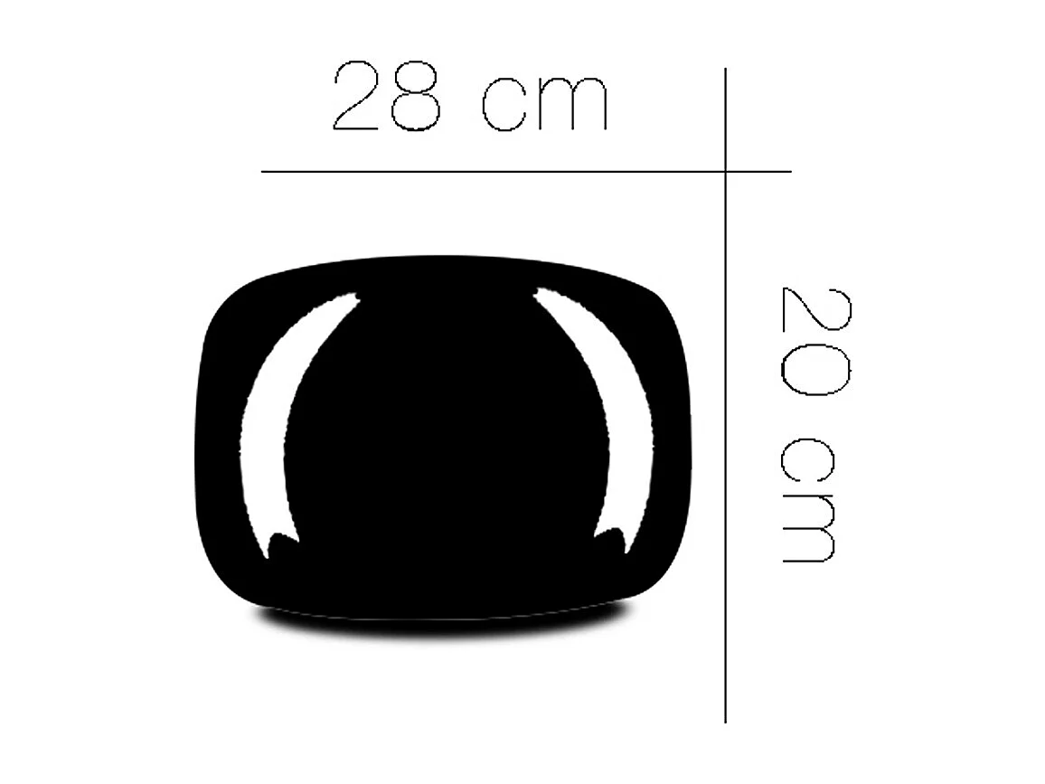 Set de table, service de 6 assiettes, plat de service rectangulaire en verre - Longueur 28 x Profondeur 20 cm