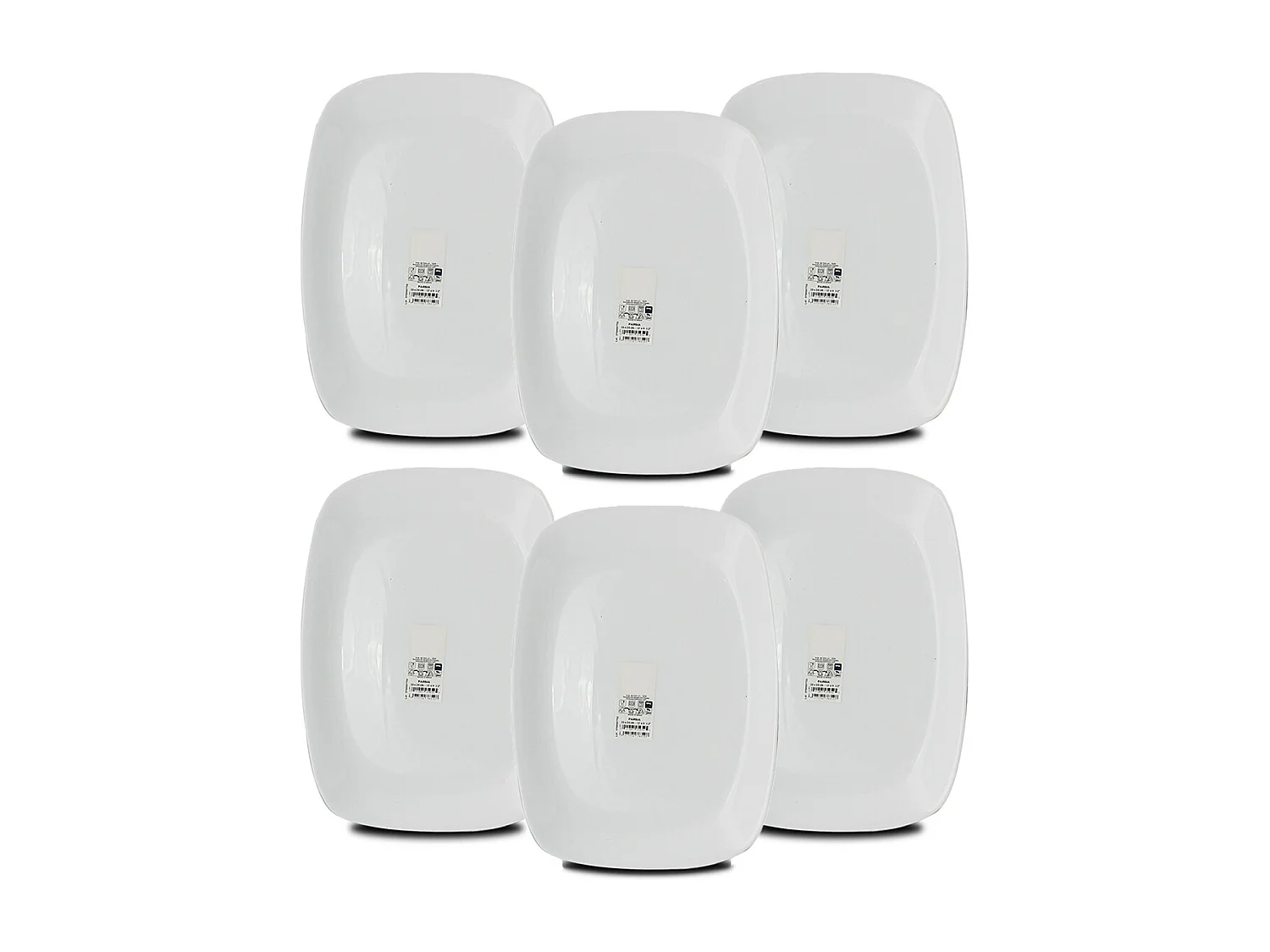 Set de table, service de 6 assiettes, plat de service rectangulaire en verre - Longueur 28 x Profondeur 20 cm