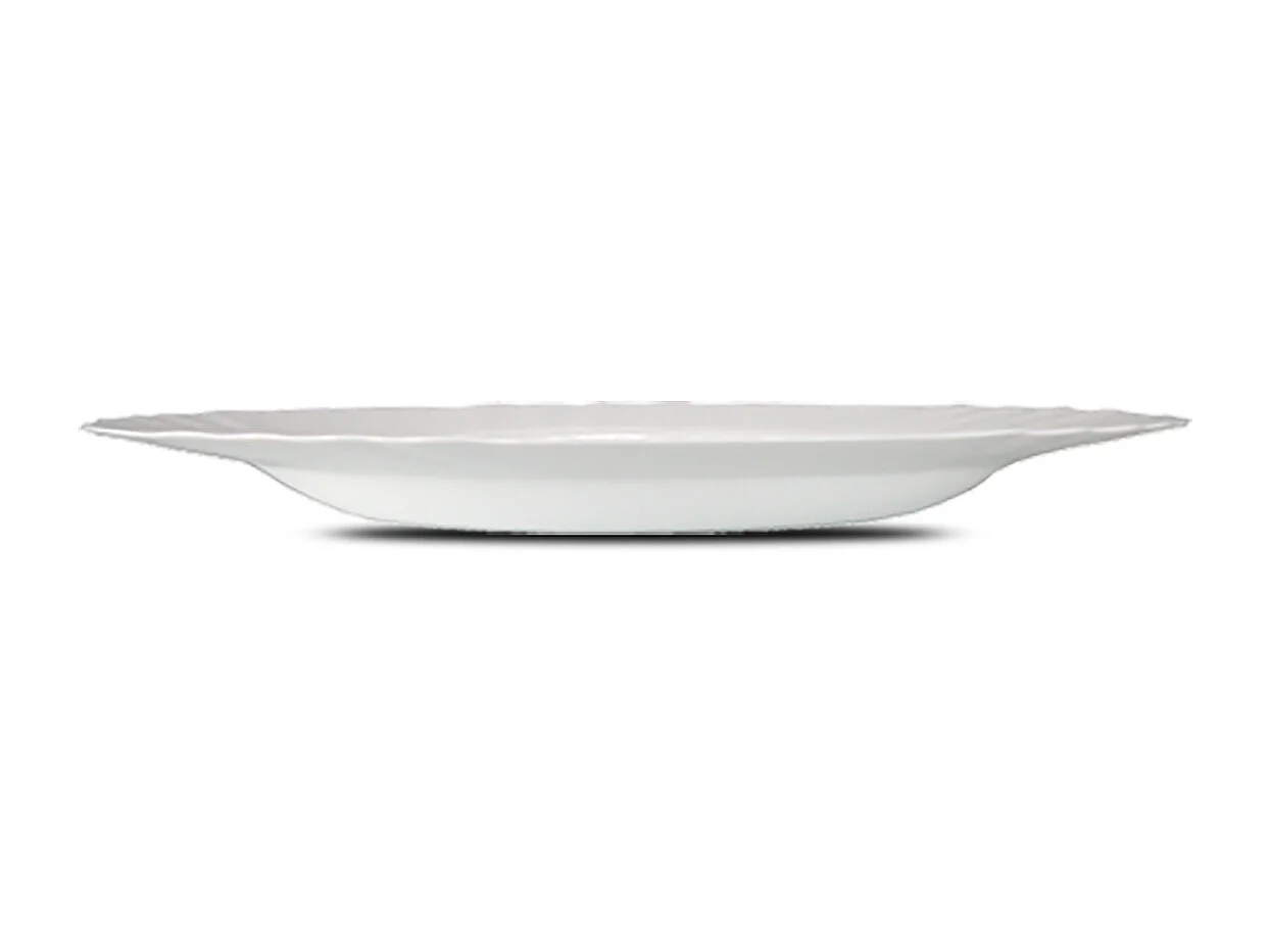 Lot de 6 plat oval, assiette de service coloris blanc en verre - Longueur 36 x Profondeur 34 x Hauteur 2 cm