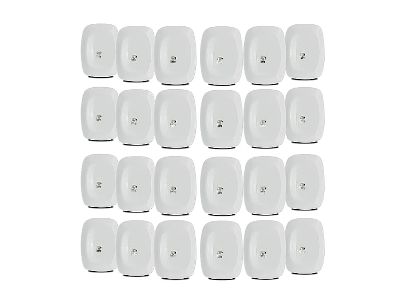 Set de table, service de 24 assiettes, plat de service rectangulaire en verre - Longueur 28 x Profondeur 20 cm