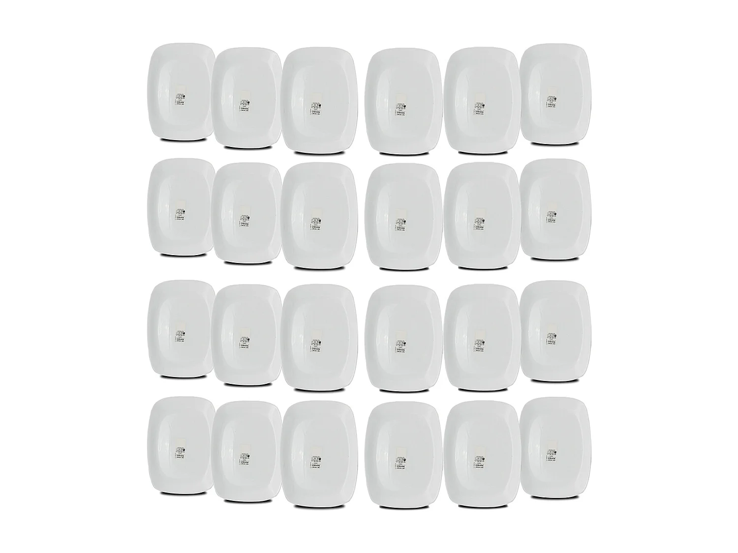 Set de table, service de 24 assiettes, plat de service rectangulaire en verre - Longueur 28 x Profondeur 20 cm