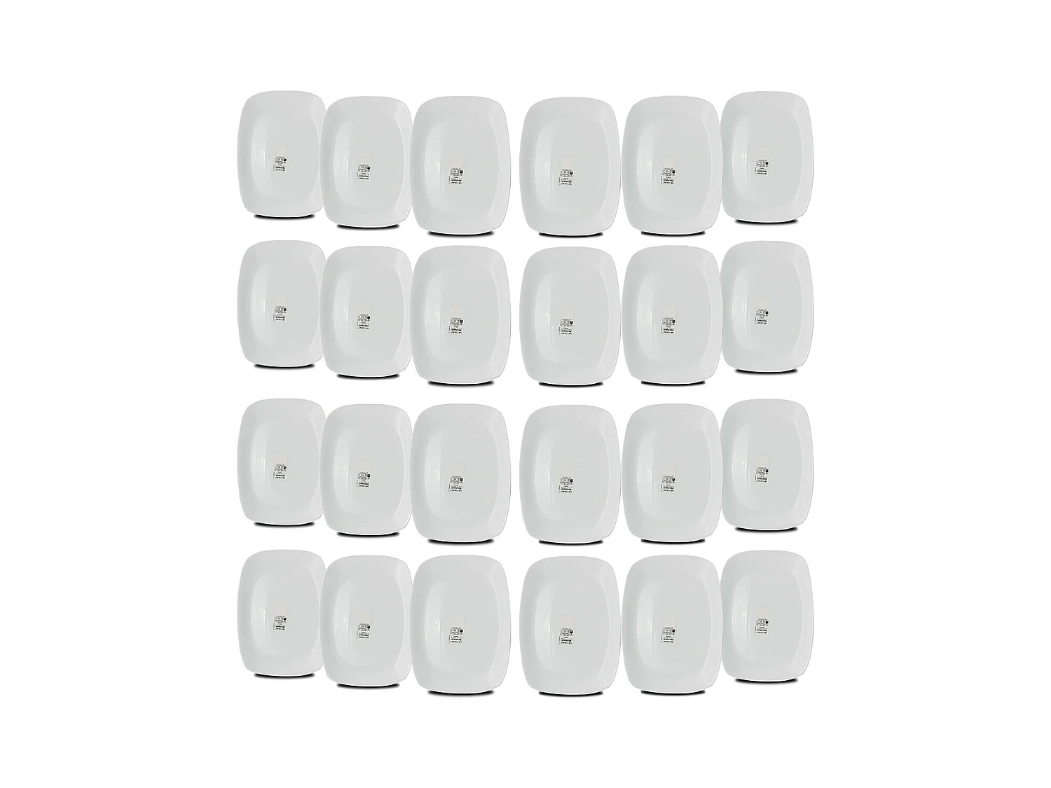 Set de table, service de 24 assiettes, plat de service rectangulaire en verre - Longueur 28 x Profondeur 20 cm