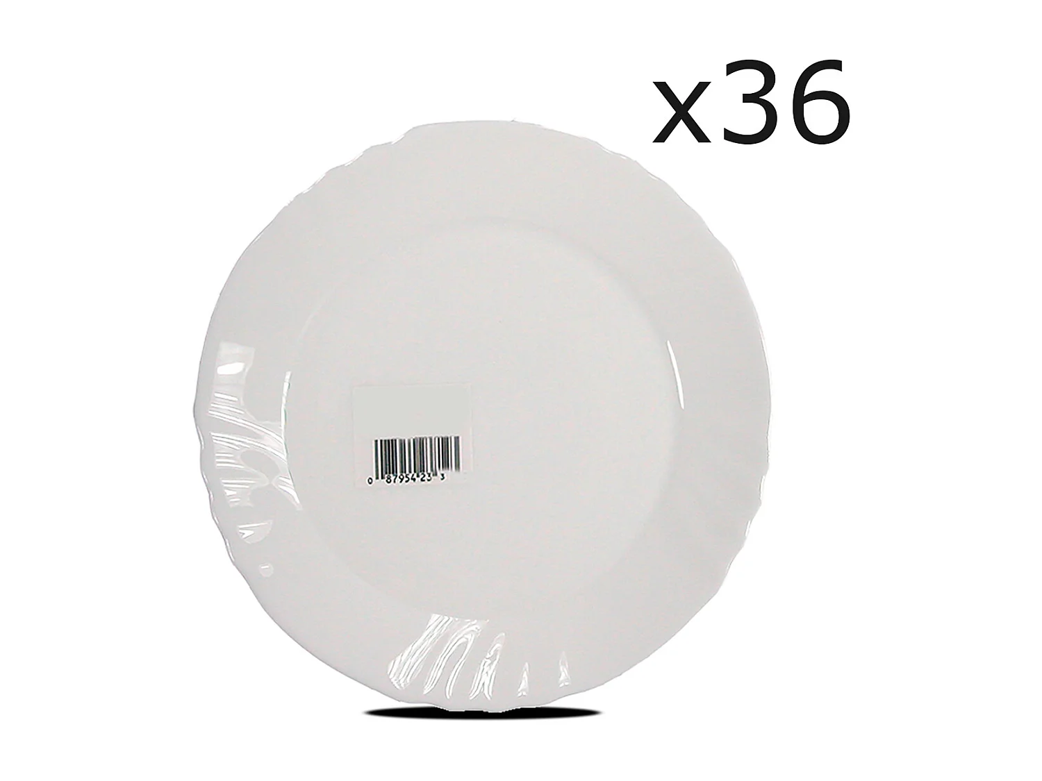 Set de table, service de 36 assiette plate ronde en verre - Diamètre 24 cm