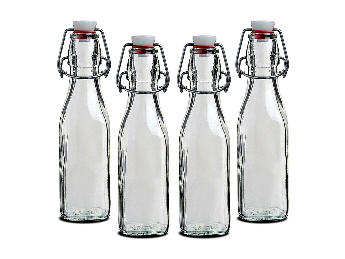 Bouteille Verre Lot De 4 Bouteilles En Verre Viva - 1000 Ml Avec Bouchons Blancs Id 1003302