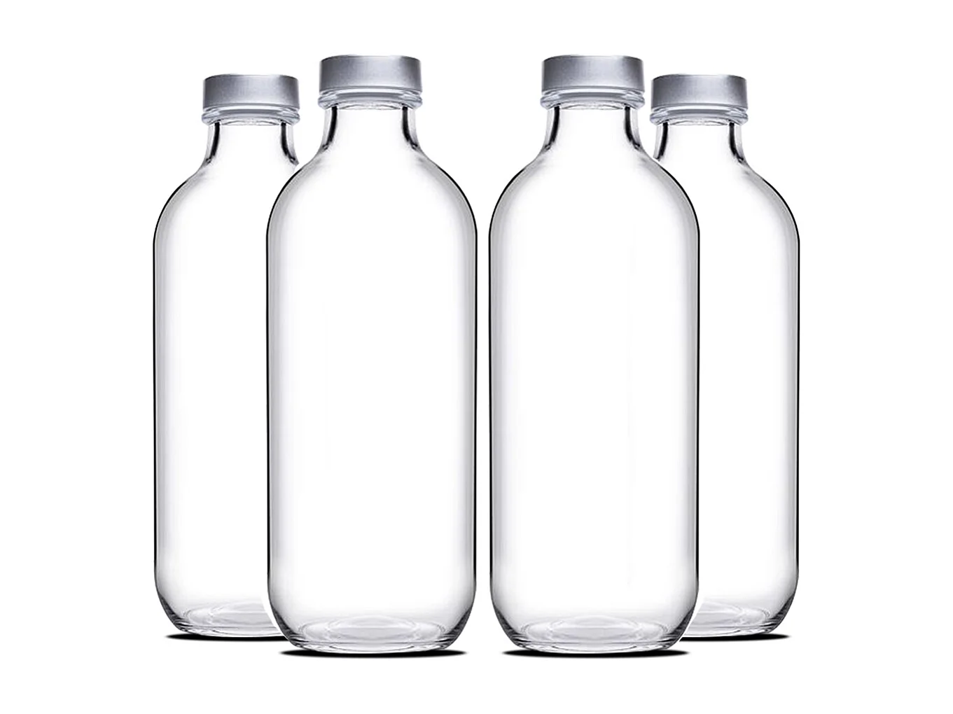 Lot de 4 bouteille en verre avec bouchon à vis, carafe pour l'eau, jus, capacité 50 cl - Ø 7 x Hauteur 20.5 cm
