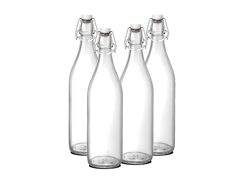Lot de 8 bouteille en verre avec bouchon hermétique, bouteille avec fermeture à clip, capacité 1 L - Diamètre 8.5 x Hauteur 32 cm