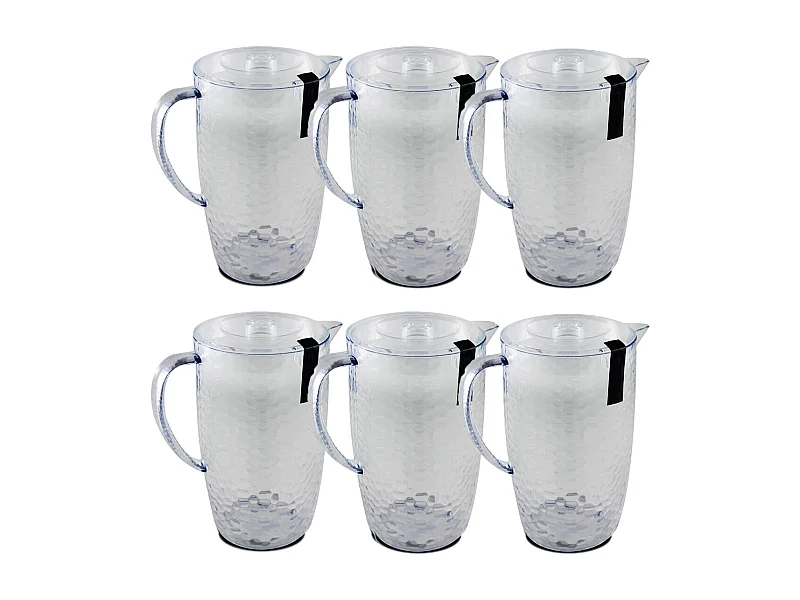Lot de 6 pichet à anse, broc, carafe avec couvercle et bec - Diamètre 20/13,5 x Hauteur 23 cm