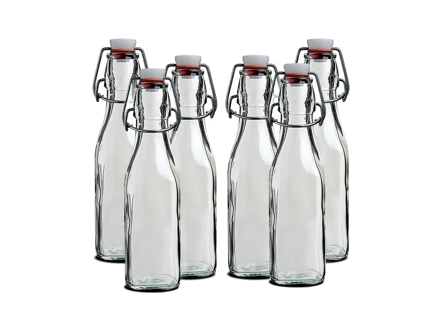 Lot de 6 bouteille en verre avec bouchon hermétique, bouteille avec fermeture à clip, capacité 0.5 L - Longueur 6.5 x Profondeur 6.5 x Hauteur 27.5 cm