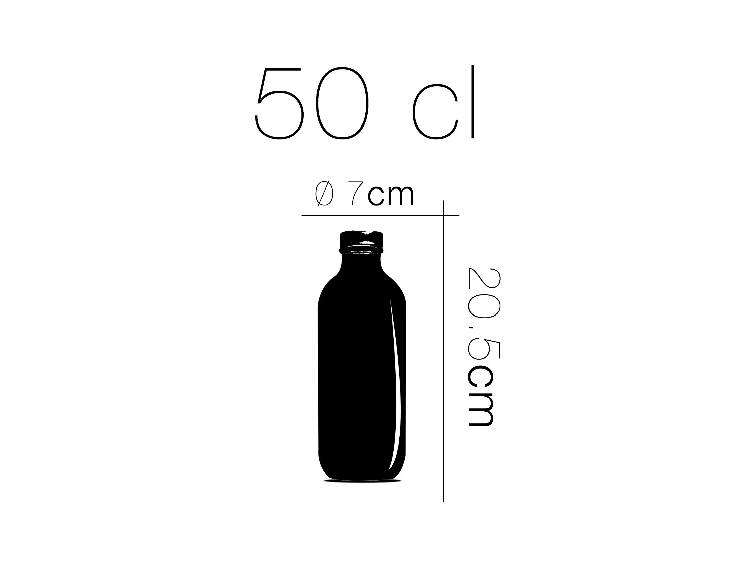 Lot de 12 bouteille en verre avec bouchon à vis, carafe pour l'eau, jus, capacité 50 cl - Ø 7 x Hauteur 20.5 cm