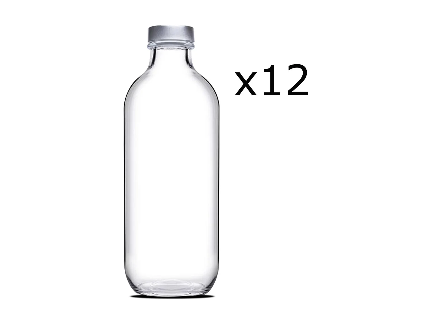 Lot de 12 bouteille en verre avec bouchon à vis, carafe pour l'eau, jus, capacité 1 L - Ø 9 x Hauteur 26 cm