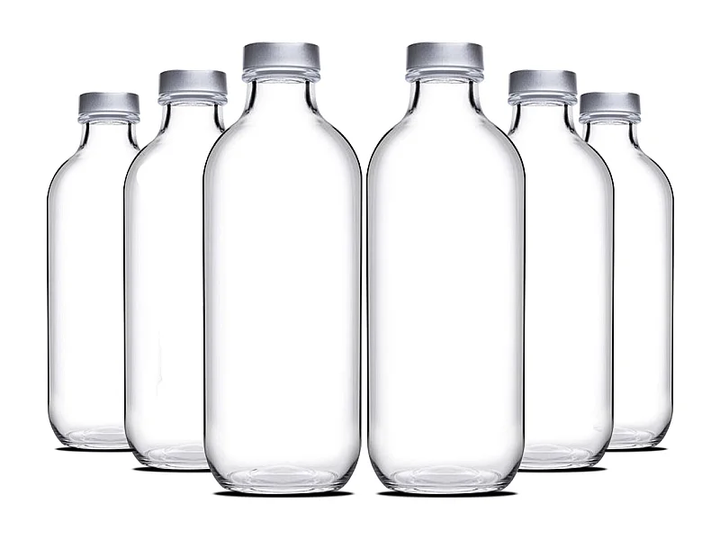 Lot de 12 bouteille en verre avec bouchon à vis, carafe pour l'eau, jus, capacité 1 L - Ø 9 x Hauteur 26 cm