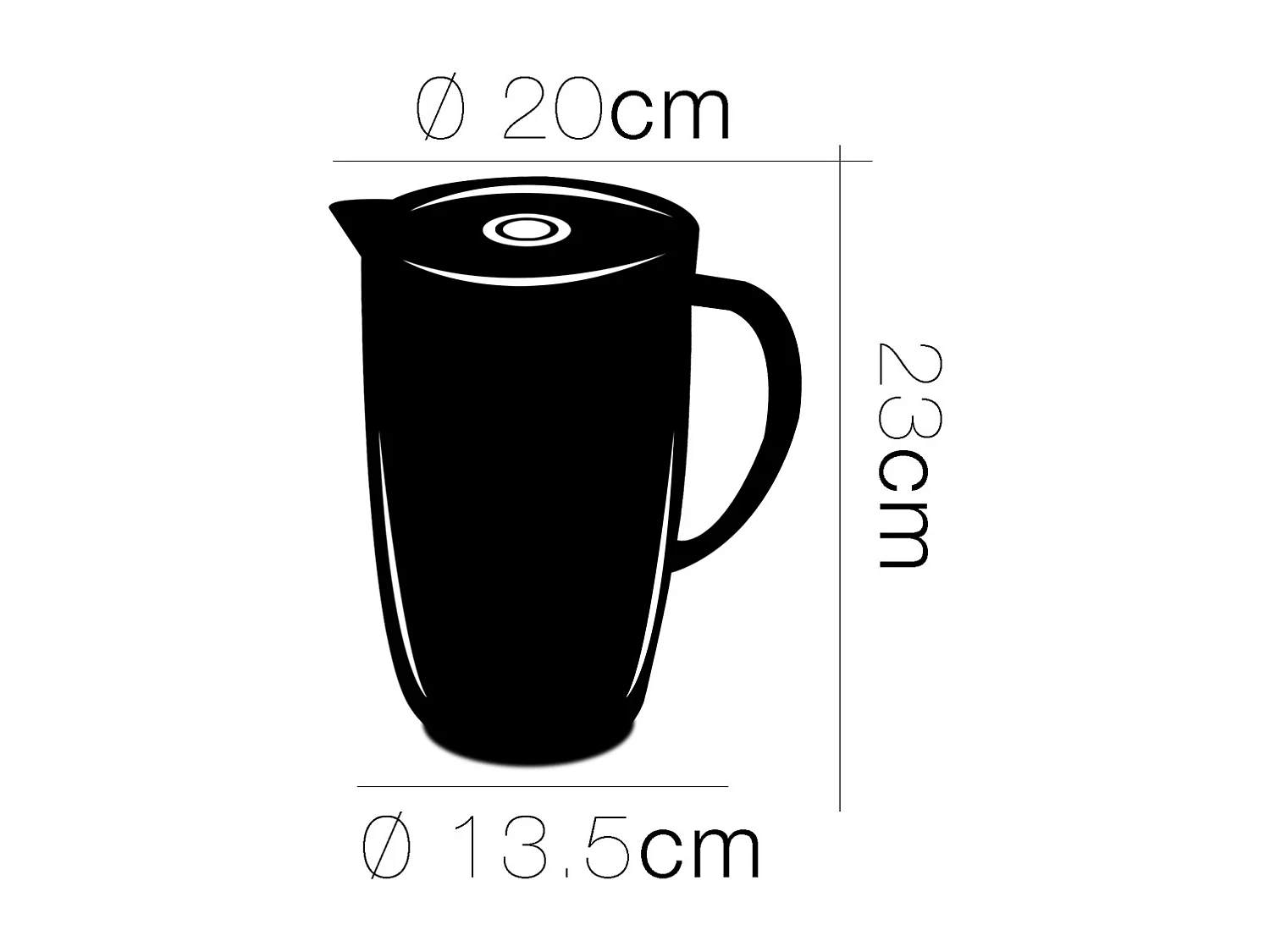 Lot de 4 pichet à anse, broc, carafe avec couvercle et bec - Diamètre 20/13,5 x Hauteur 23 cm