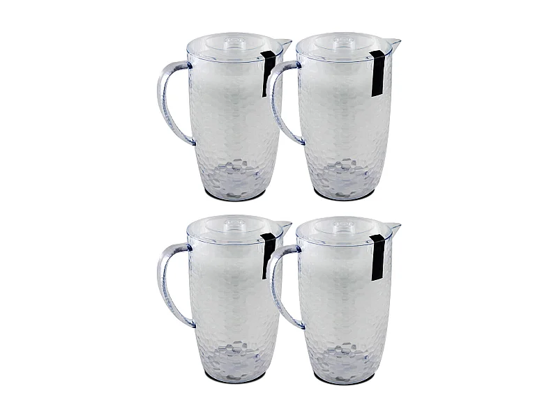 Lot de 4 pichet à anse, broc, carafe avec couvercle et bec - Diamètre 20/13,5 x Hauteur 23 cm